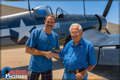Planes of Fame - August 6, 2016 - posing and shaking hands in front of plane