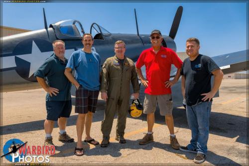 Planes of Fame - August 6, 2016 - 5 guys in front of corsair
