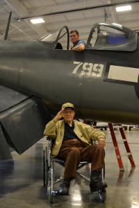 corsair private event_Purdy saluting in front of plane