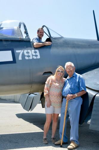 Planes of Fame - August 6, 2016 - michele with men by corsair